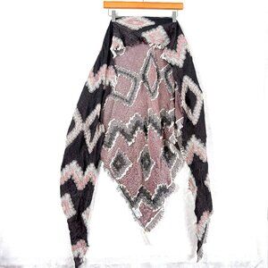 Landry Gauzy Embroidered Triangle Scarf Shawl Womens Multicolor NEW